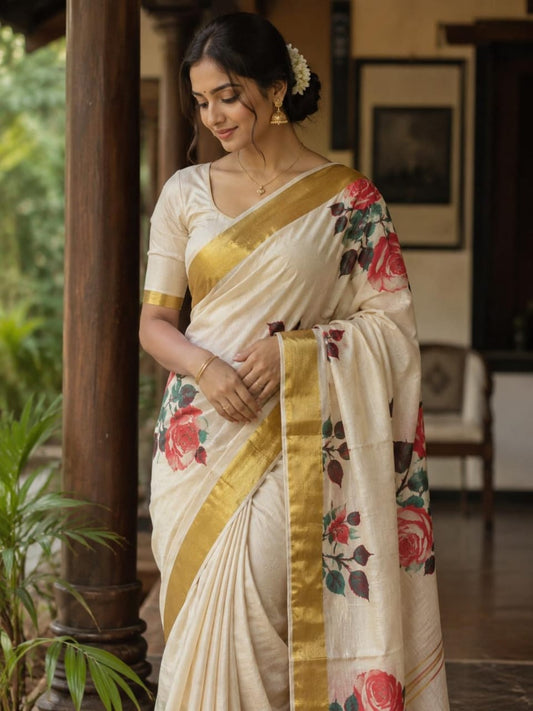 Kerala Traditional Kasavu Saree