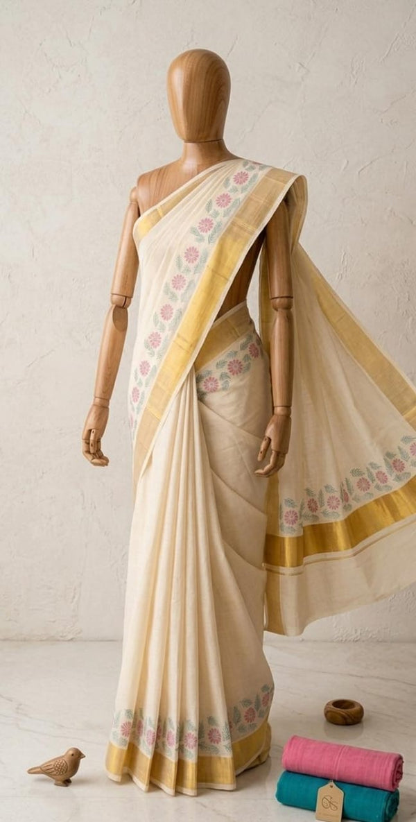 Kerala Traditional Kasavu Saree